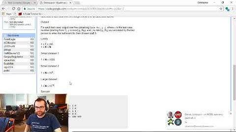 Code Jam 2017 - Qualifying - Q3 (Bathroom Stalls)