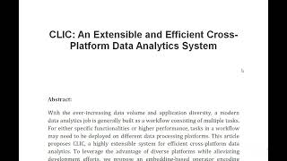CLIC An Extensible and Efficient Cross Platform Data Analytics System