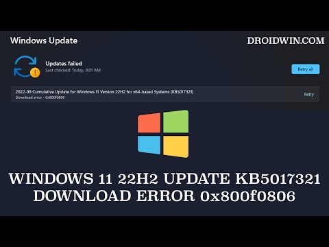 Fix Windows 11 22H2 Update KB5017321 Download error 0x800f0806