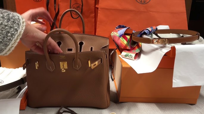 Hermes Birkin 25 Gold on Gold 🔑😱  Unboxing, What Fits, When Worn 