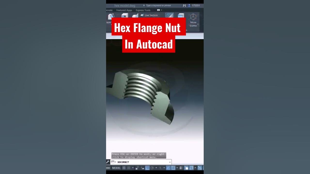 learn how to design a Hex Flange Nut in Autocad shorts YouTube