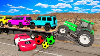 Flatbed Truck Mcqueen | Transportation with Truck - Pothole vs Car #17 - BeamNG.Drive