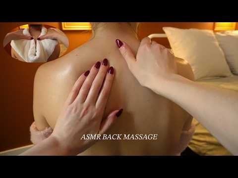 asmr back massage pov, lotion application and squeaky towel sounds - no talking