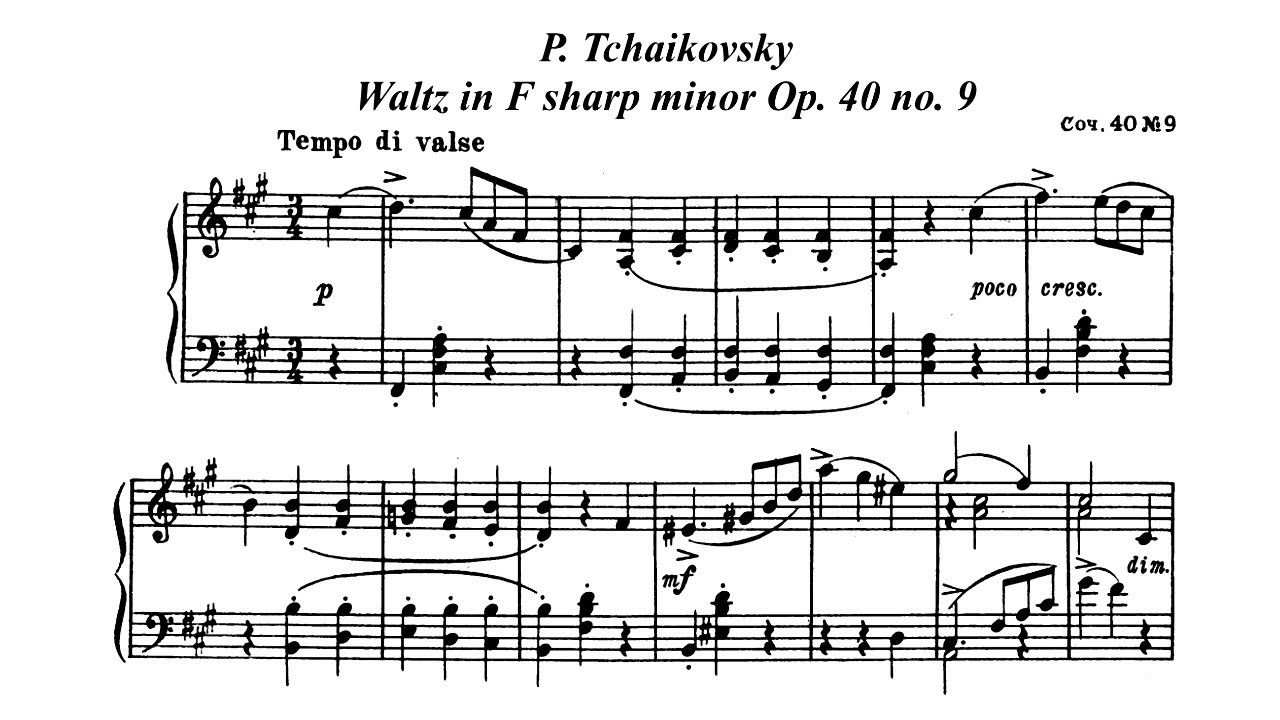 P. Tchaikovsky Waltz in F sharp minor, Op. 40 no. 9 YouTube