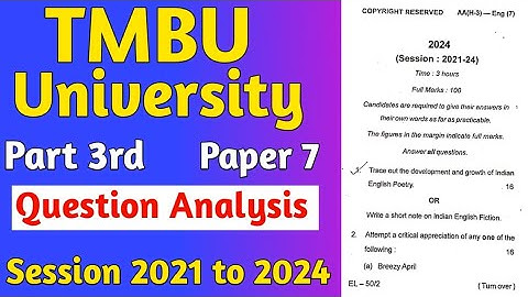 English honours previous year question paper | B.A part 3 | Paper 7 | TMBU  University