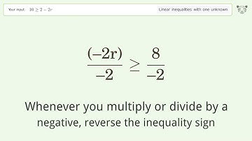 Solving Linear Inequalities: 10 is Greater Than or Equal to 2-2r