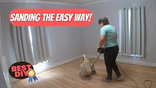 Easy HARDWOOD FLOOR Sanding For the 1st Time! | DIY Floor Sanding Orbital Sander Hardwood Floors