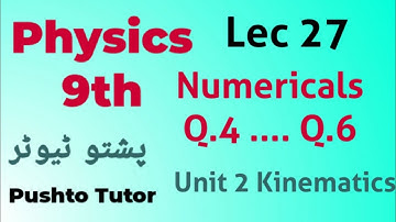 Lec 027, Numerical Questions 4, 5, 6, unit 2 , kinematics, pushto tutor tech , class 9 Physics