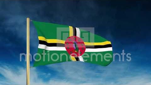 Dominica Flag Slider Style. Waving In The Win With Cloud Background Animation Stock Animation
