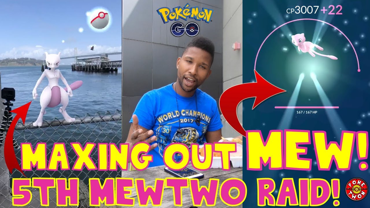 MAXING OUT MEW! MEWTWO EX RAID 5!! Pokemon GO with PokeTwon 62