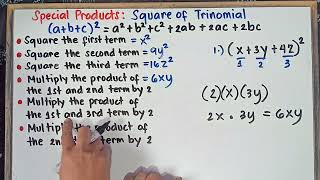 Special Products | Square of Trinomial | Step by Step Explanation | Grade 8 | Q1 | Revised K-12 |