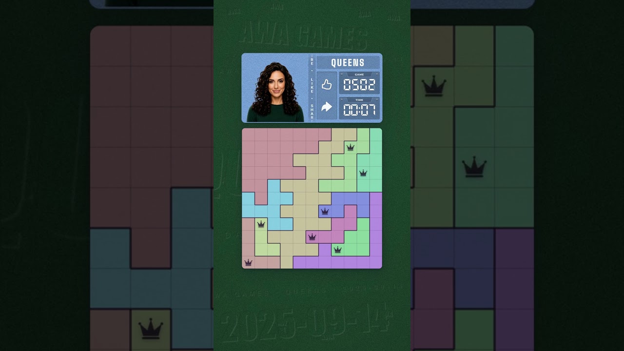 LinkedIn Queens #502 solved board for September 14, 2025, 11x11 grid