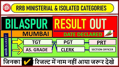 RRB MINISTERIAL & ISOLATED CATEGORY RESULT 2025 OUT🔥| BILASPUR TGT PGT PRT RESULT | CUT OF |ALL POST