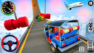 Mega Ramp Auto Rickshaw Stunt Racing 3D - Real Rikshaw Driving Simulator - Android Gameplay