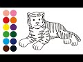 🐯TIGRE dibujar y colorear para niños - Dibujar animales con Mozart