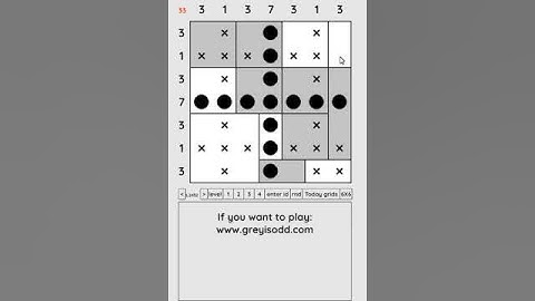 Grey is Odd - Today grids. Solution level 1 7X7 dated 04-08-2024