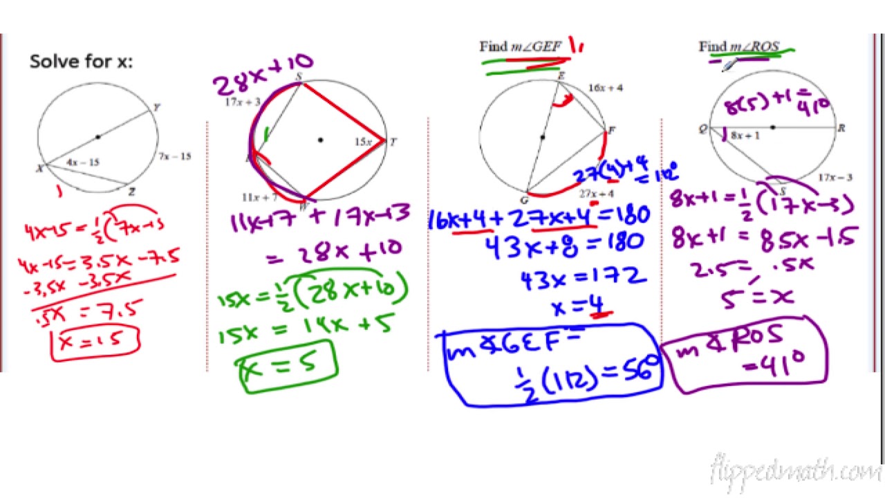Unit 10 circles homework 5 inscribed angles answers. 