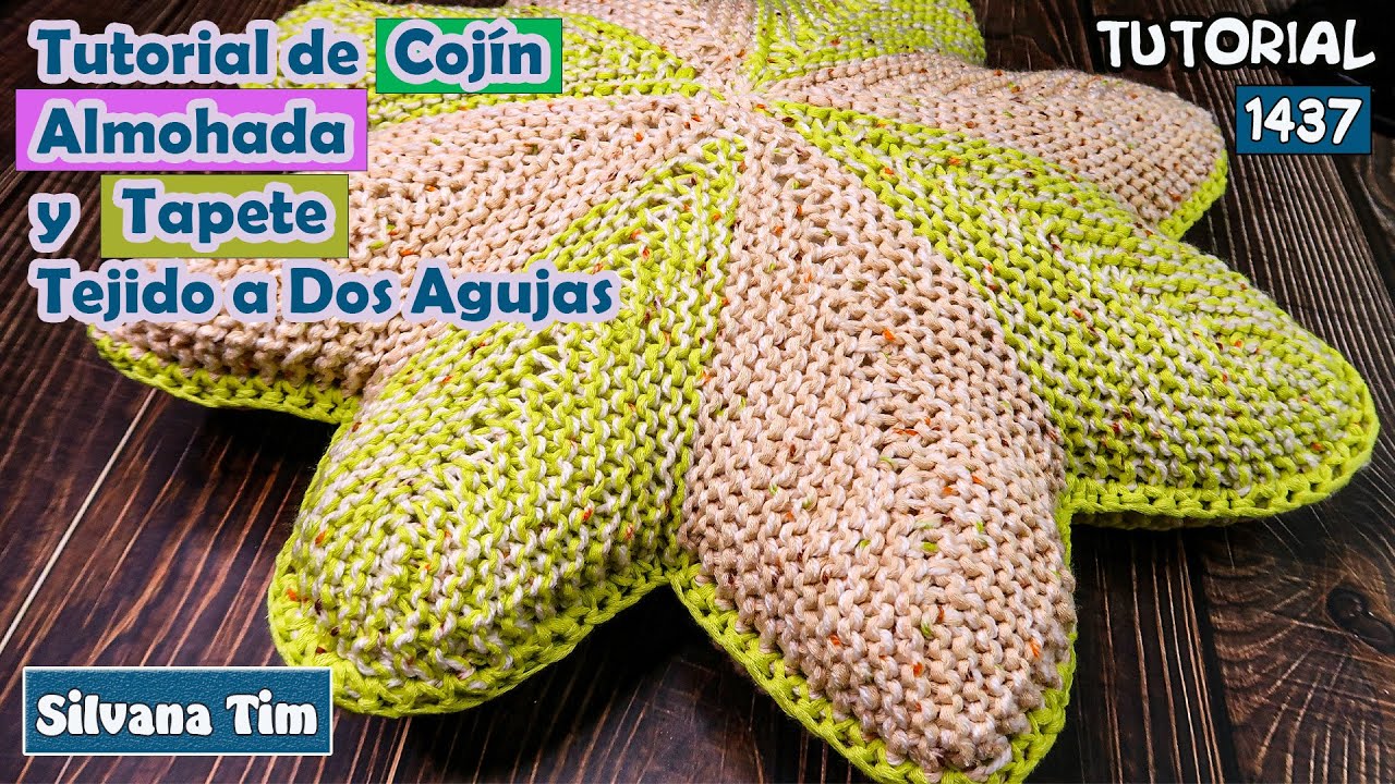 Tutorial de Tejido. CÓMO TEJER Tapete/Cojín con Diseño de Flor Tejido a Dos Agujas / Silvana Tim