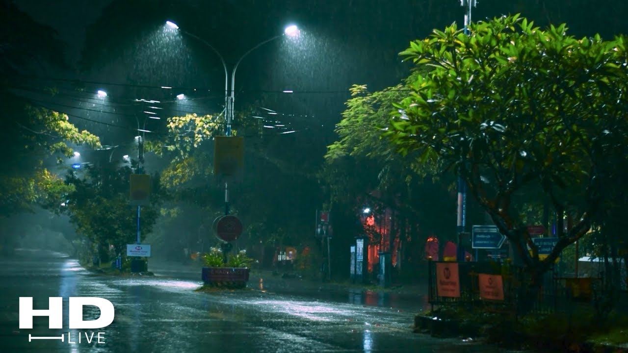 Night Rainfall Lullaby: ASMR Rain and Thunder: Instant Deep Sleep : Meditation and Study : No Ads