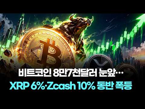 비트코인 8만7천달러 눈앞…XRP 6%·Zcash 10% 동반 폭등