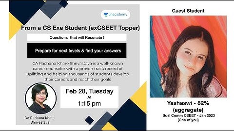 Exclusive Interview of Yashawi CSEET May-2022 || ONE OF YOU || CA Rachana Khare Shrivastava