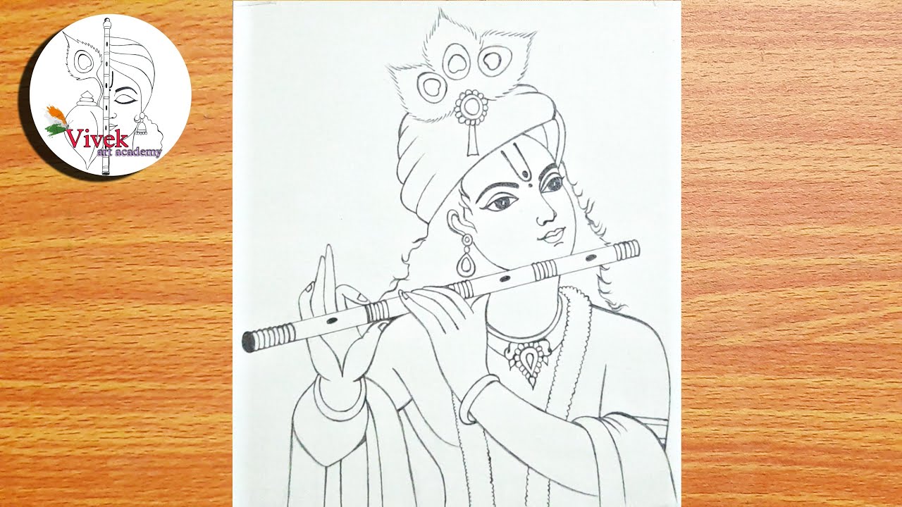 Krishna Drawing & Radha Krishna Drawing Ideas in 2023