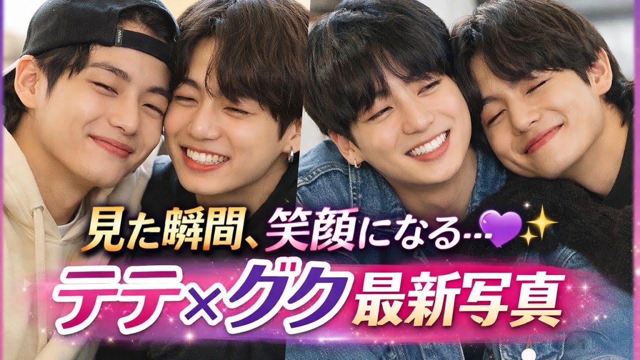 Live🔴💜見た瞬間に笑顔になる…テヒョン＆ジョングク最新写真の破壊力🥹✨