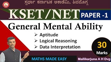 K-SET|Paper-1|Aptitude, Reasoning & Data interpretation Questions Analysis by Mallikarjun AH Dvg