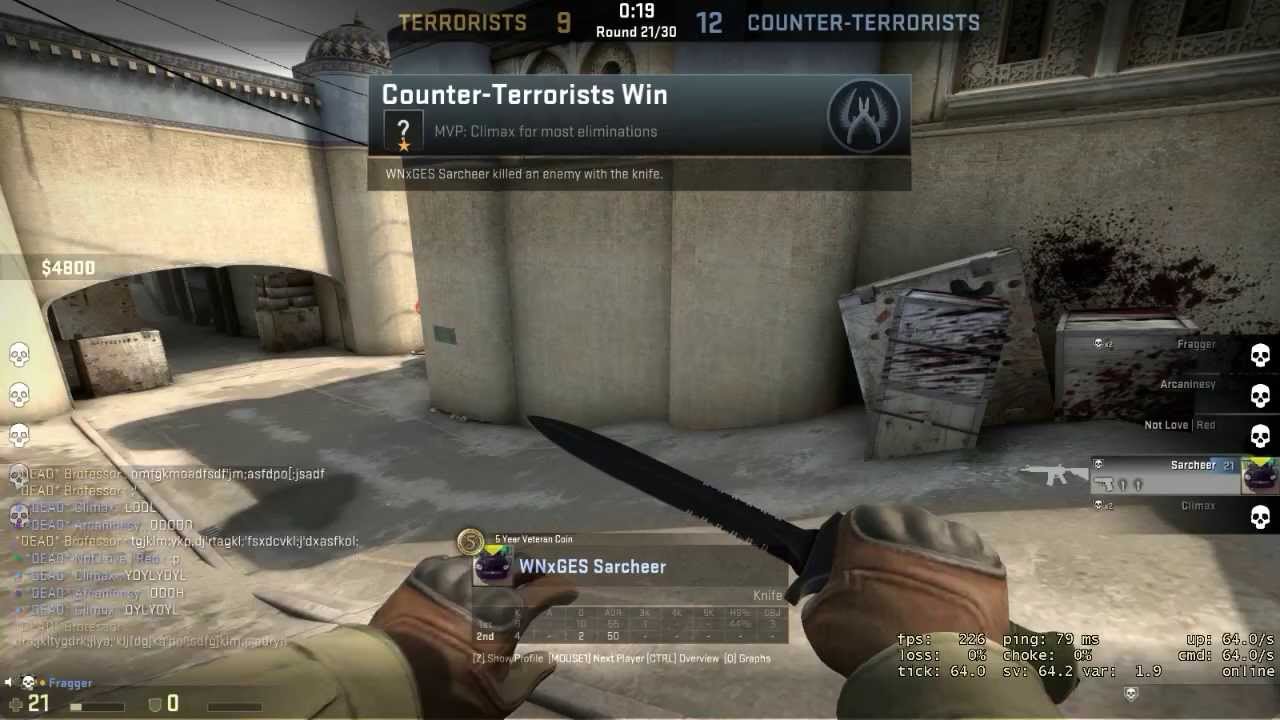 Crazy Knife Kill in Competetive Dust2