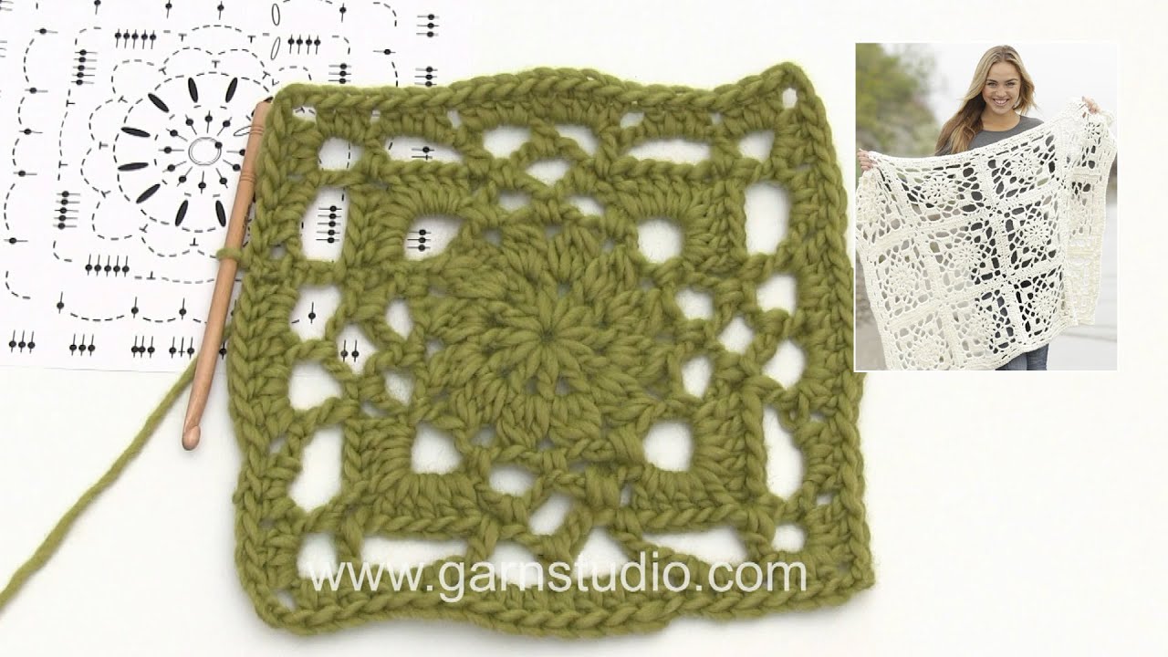 How to crochet the square for the blanket in DROPS 171-53