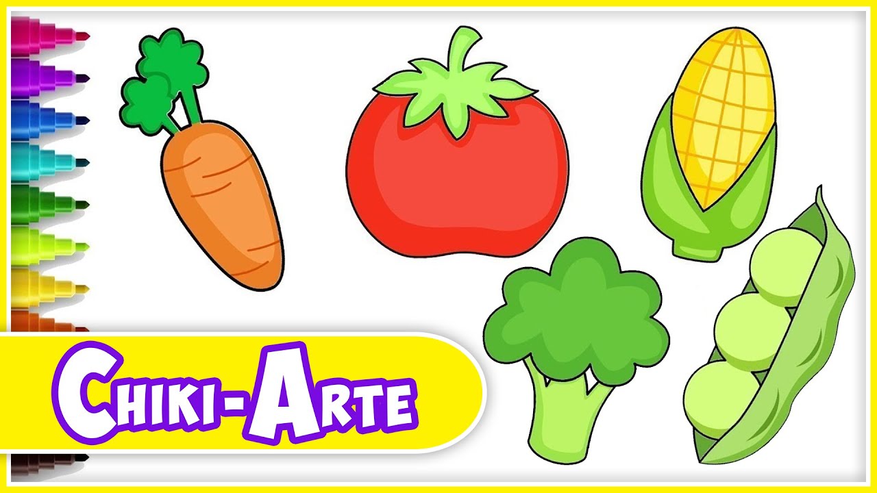 Cómo dibujar ricas verduras - Dibujos sencillos | Chiki-Arte Aprende a Dibujar