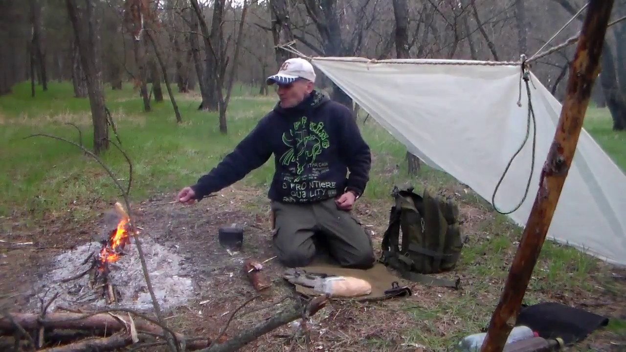 Ночевка в лесу без снаряжения - YouTube