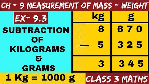 CH-9 Measurement Of Mass(Weight) Ex-9.3 Subtraction of Kilograms & Grams | Class 3 Maths | Part 3