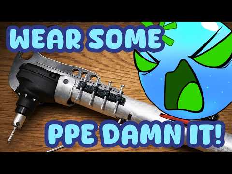 He just REFUSES to use safety equipment! I did a thing made an full auto hammer!