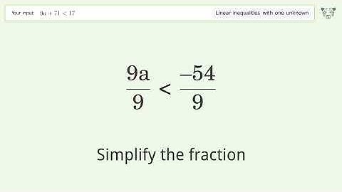 Solving Linear Inequalities: 9a+71 is Smaller Than 17