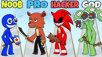 NOOB vs PRO vs HACKER vs GOD in Merge Master Rainbow Friend