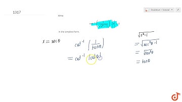 Write `cot^(-1)(1/(sqrt(x^2-1))),|x| gt 1` in the simplest form....