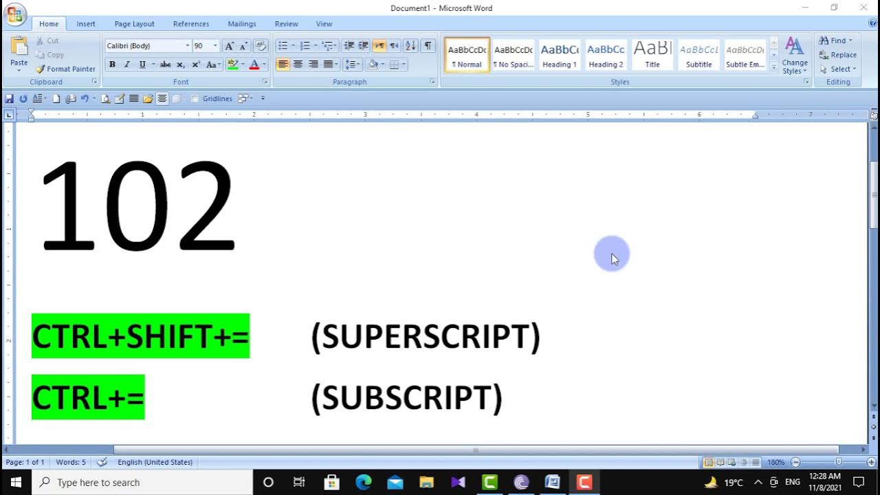 SHORT KEYS OF SUPERSCRIPT AND SUBSCRIPT MS WORD - YouTube