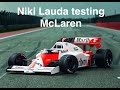 F1 classic  niki lauda testing mclaren with porsche turbo engine