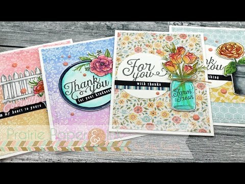 SSS Mandy's Flower Shed | 4 Cards 1 Kit | PinkFresh Liquid Watercolor