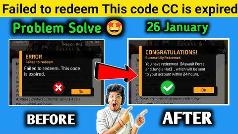 Free Fire Redeem Code Redeem Problem |Redeem Code Problem Solve 26 January | Redeem Code Problem
