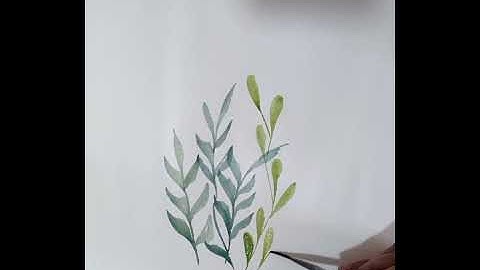 One stroke leaves watercolor painting. Easy and quick.