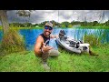 Fishing Backyard MYSTERY Lake For The FIRST Time!! (monster explosions) *property maintenance*