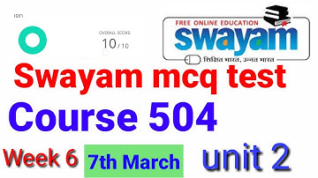 swayam mcq test course 504 week 6 unit 2 . sloved mcq for nios deled teachers