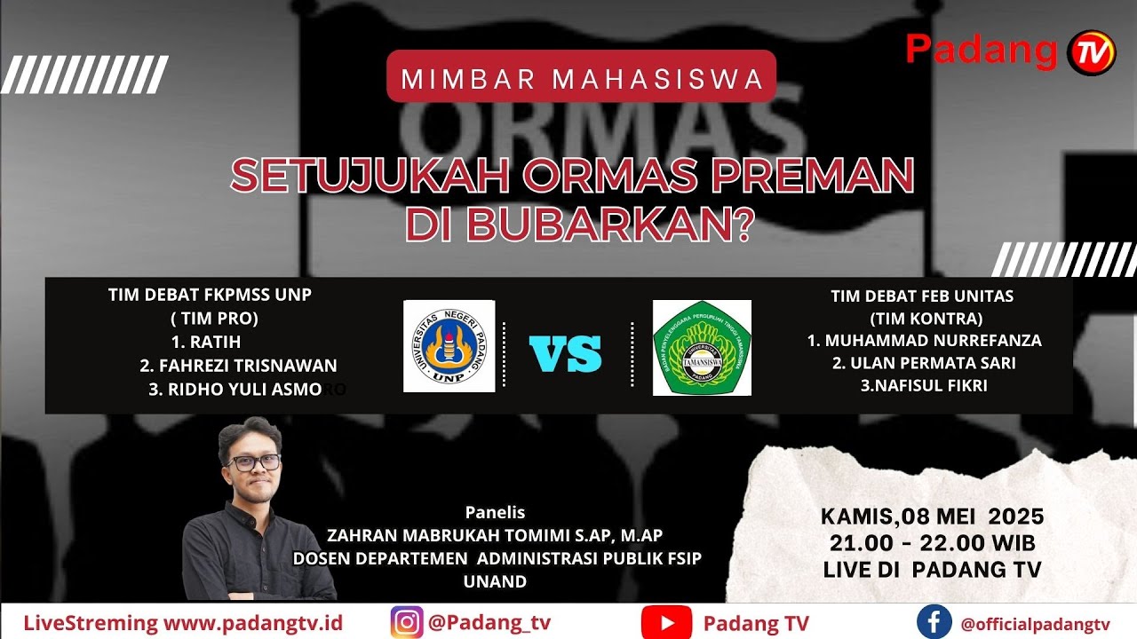 🔴LIVE : Mimbar Mahasiswa - Setujukah Ormas Preman Dibubarkan?
