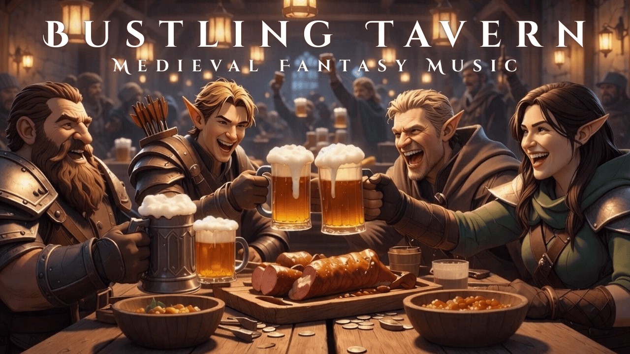 Bustling Fantasy Tavern 🍺 D&D Music & Ambience | Lively Medieval Soundscape