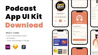 Podcast App UI Kit Free Download | Figma, Sketch, XD