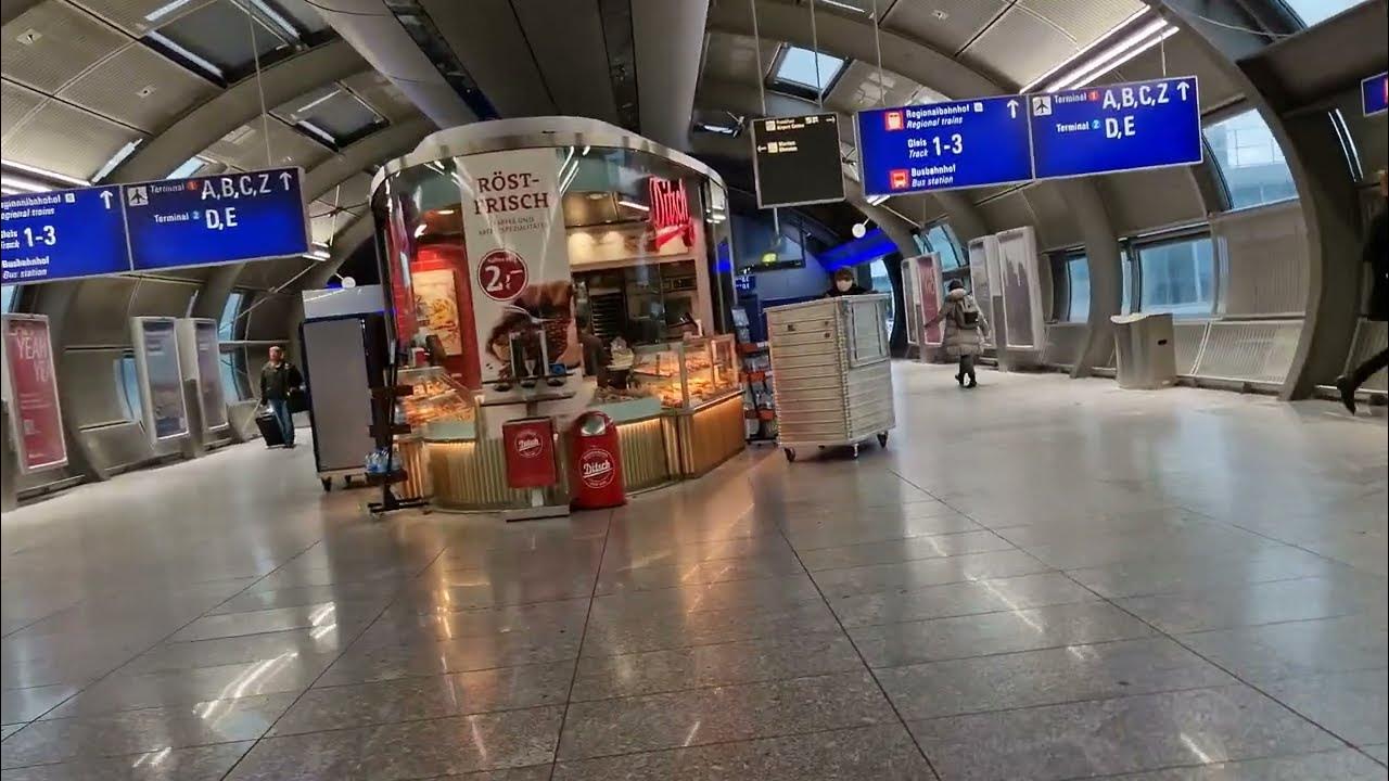 Train to Plane Checkin for Departure Frankfurt Airport 4k UHD Chart Check In Train