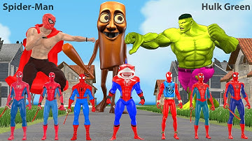 Game Playing Spider Man Gym Attack 5 Superheroes Rescue Superman vs Hulk vs Venom vs Squid game 3