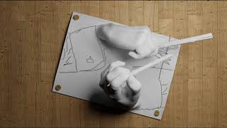 Drawing Hands (M.C.Escher) Animation with Blender and After Effects